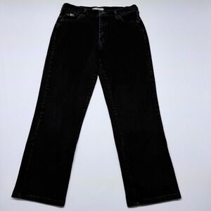 Lee Relaxed Straight Leg Jeans Black Denim High Rise Womens Size 8 Short